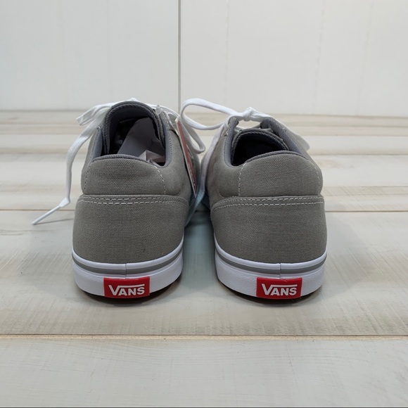 Vans Grey Canvas Sneakers White Laces Size 9 - Picture 4 of 7